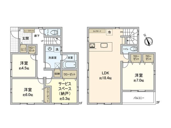 稲城市押立新築戸建 2-3 間取図(平面図)