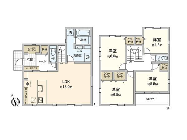 稲城市押立新築戸建 2-4 間取図(平面図)