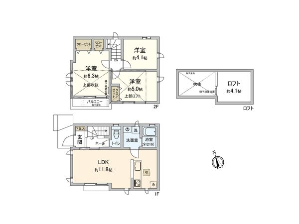調布市深大寺南町4丁目新築戸建B号棟 間取図(平面図) 間取図(平面図)