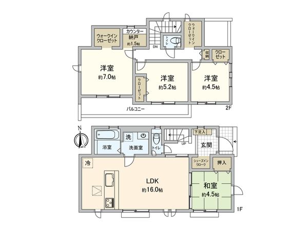稲城市若葉台1丁目新築戸建 2号棟 間取図(平面図) 間取図(平面図)