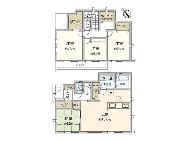 稲城市若葉台1丁目新築戸建 4号棟 間取図(平面図) 間取図(平面図)
