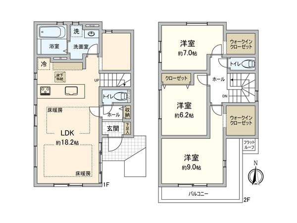 調布市深大寺東町7丁目 新築戸建1号棟 間取図(平面図) 調布市深大寺東町7丁目 新築戸建1号棟 間取図(平面図)