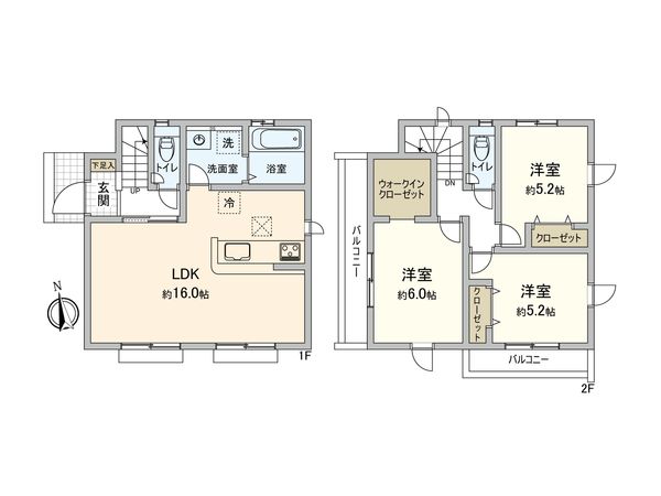 稲城市押立 新築戸建7号棟 間取図(平面図) 間取図(平面図)