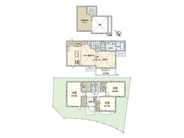 稲城市矢野口 戸建 間取図(平面図) 稲城市矢野口 戸建 間取図(平面図)
