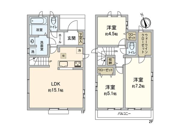 調布市飛田給2丁目 新築戸建 A号棟 間取図(平面図) 間取図(平面図)
