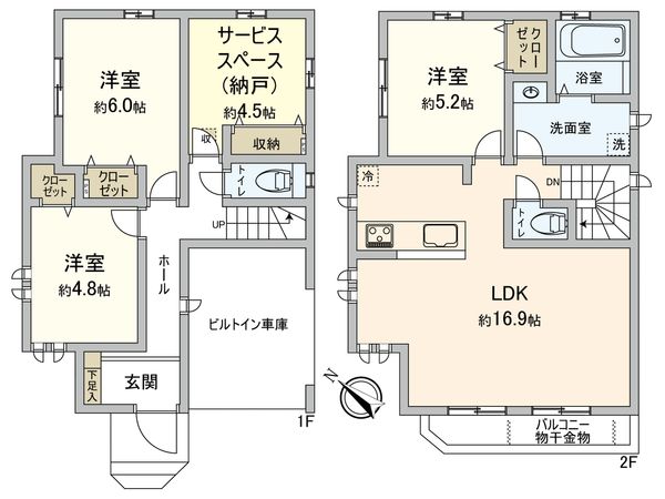 稲城市矢野口 新築戸建A号棟 間取図(平面図)