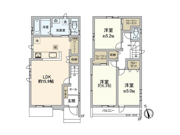調布市菊野台2丁目 新築戸建 A号棟 間取図(平面図)