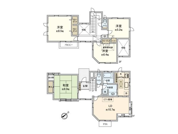 稲城市東長沼 戸建 間取図(平面図)