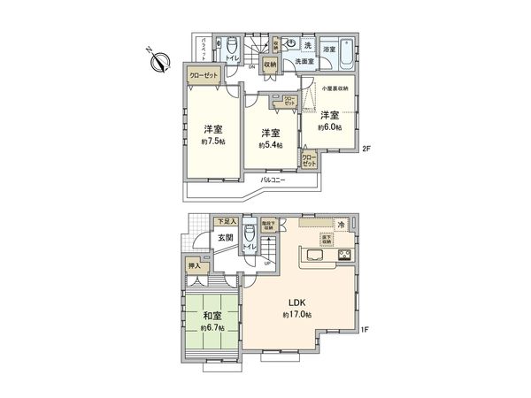 調布市富士見町3丁目戸建 間取図(平面図)