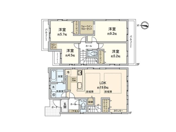 調布市飛田給3丁目 新築戸建 3号棟 間取図(平面図) 調布市飛田給3丁目 新築戸建 3号棟 間取図(平面図)