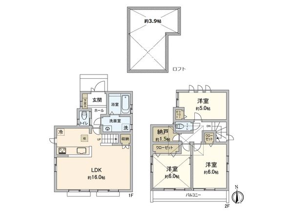 調布市深大寺北町7丁目 新築戸建D号棟 間取図(平面図) 調布市深大寺北町7丁目 新築戸建D号棟 間取図(平面図)