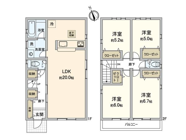 調布市深大寺元町1丁目 新築戸建 間取図(平面図) 調布市深大寺元町1丁目 新築戸建 間取図(平面図)