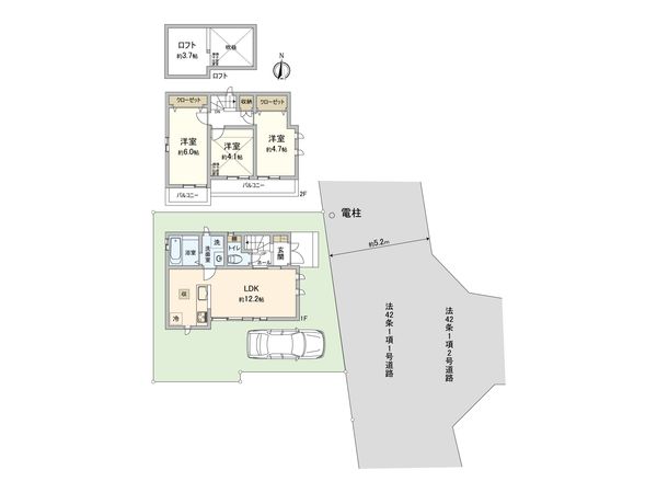 調布市深大寺北町6丁目 新築戸建2号棟 間取図(平面図)