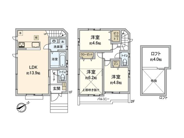 調布市深大寺東町6丁目新築戸建A号棟 間取図(平面図) 調布市深大寺東町6丁目新築戸建A号棟 間取図(平面図)