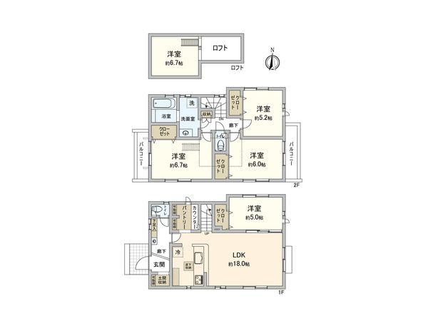 調布市深大寺元町4丁目 新築戸建2号棟 間取図(平面図) 調布市深大寺元町4丁目 新築戸建2号棟 間取図(平面図)