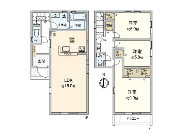 三鷹市大沢1丁目 新築戸建 1号棟 間取図(平面図) 三鷹市大沢1丁目 新築戸建 1号棟 間取図(平面図)