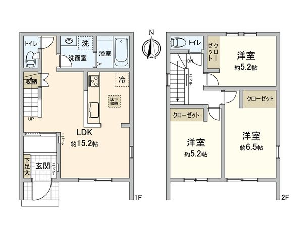 三鷹市大沢1丁目 新築戸建 2号棟 間取図(平面図) 三鷹市大沢1丁目 新築戸建 2号棟 間取図(平面図)