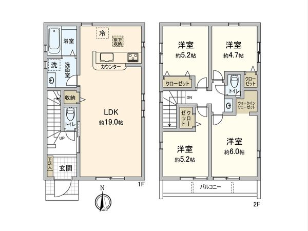 三鷹市大沢1丁目 新築戸建 3号棟 間取図(平面図) 三鷹市大沢1丁目 新築戸建 3号棟 間取図(平面図)