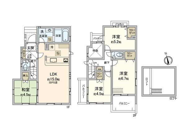 調布市深大寺東町2丁目 新築戸建1号棟 間取図(平面図) 調布市深大寺東町2丁目 新築戸建1号棟 間取図(平面図)