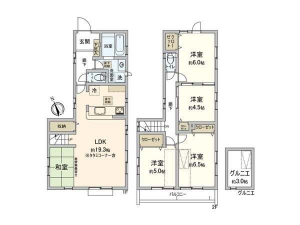 調布市飛田給2丁目 新築戸建2号棟 間取図(平面図) 調布市飛田給2丁目 新築戸建2号棟 間取図(平面図)