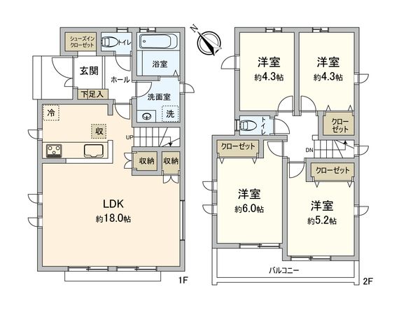 調布市富士見町3丁目新築戸建 A号棟 間取図(平面図) 調布市富士見町3丁目新築戸建 A号棟 間取図(平面図)