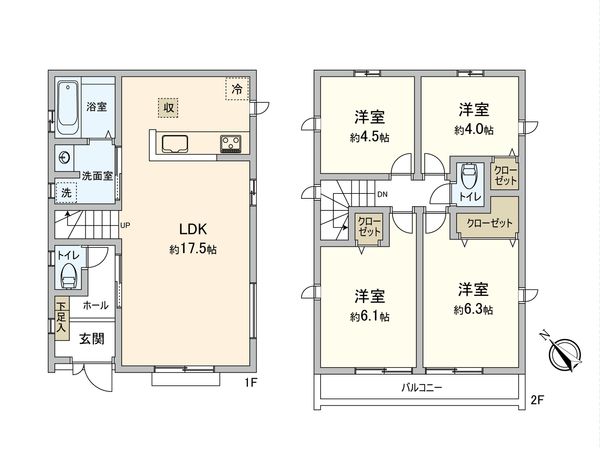調布市富士見町3丁目新築戸建 B号棟 間取図(平面図) 調布市富士見町3丁目新築戸建 B号棟 間取図(平面図)