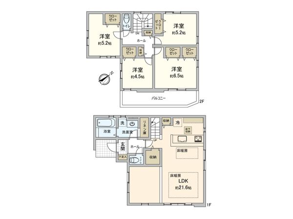 三鷹市大沢5丁目 新築戸建1号棟 間取図(平面図) 三鷹市大沢5丁目 新築戸建1号棟 間取図(平面図)