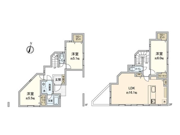 調布市富士見町3丁目 新築戸建 間取図(平面図)
