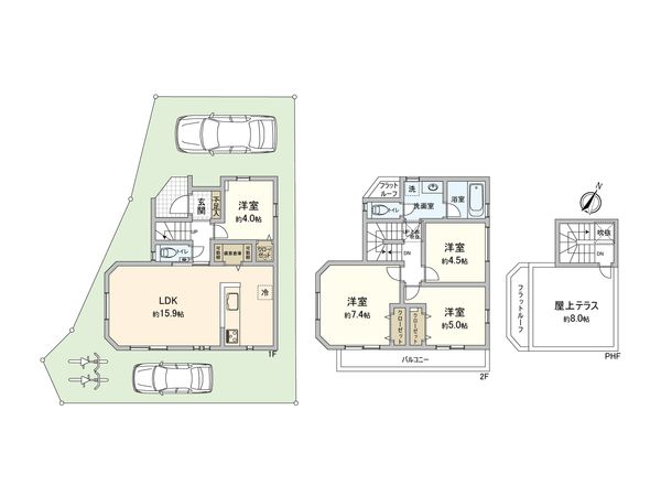 調布市深大寺東町6丁目 新築戸建 1号棟 間取図(平面図) 調布市深大寺東町6丁目 新築戸建 1号棟 間取図(平面図)