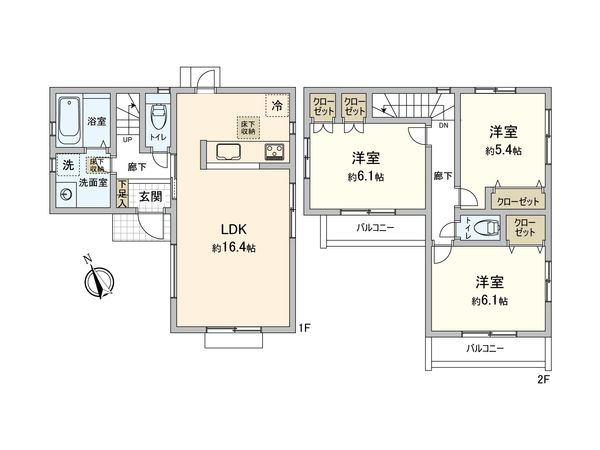 調布市上石原1丁目 新築戸建1号棟 間取図(平面図) 調布市上石原1丁目 新築戸建1号棟 間取図(平面図)