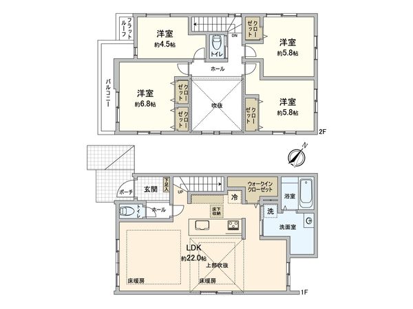 三鷹市大沢4丁目 新築戸建 間取図(平面図) 三鷹市大沢4丁目 新築戸建 間取図(平面図)