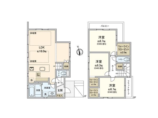 稲城市矢野口 新築戸建 間取図(平面図) 稲城市矢野口 新築戸建 間取図(平面図)