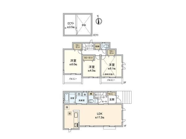 調布市染地3丁目 新築戸建A号棟 間取図(平面図) 調布市染地3丁目 新築戸建A号棟 間取図(平面図)