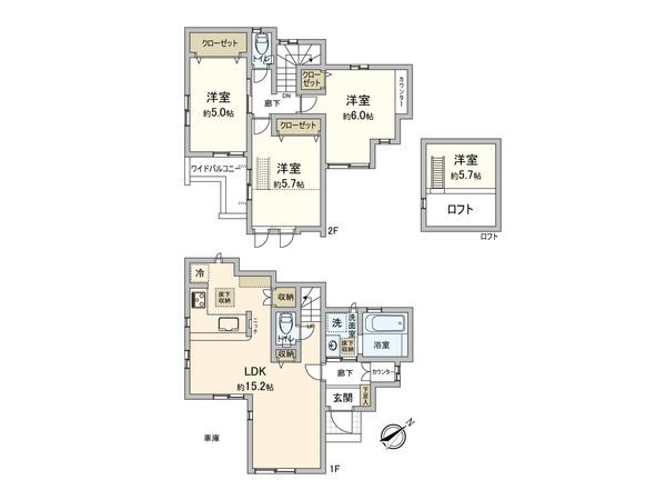 調布市菊野台3丁目 新築戸建 間取図(平面図) 調布市菊野台3丁目 新築戸建 間取図(平面図)