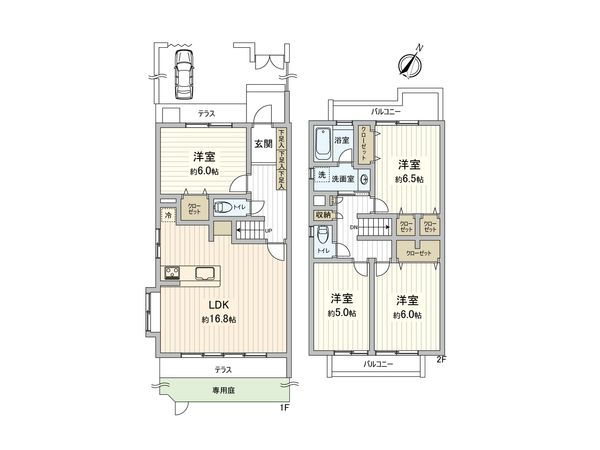 エステート聖ヶ丘2 2-23-8号棟 間取図(平面図)