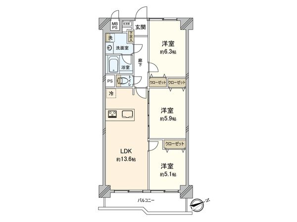 ライオンズマンション調布 C棟 間取図(平面図)