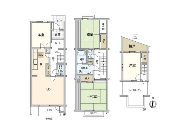 タウンハウス鶴牧4 9号棟 間取図(平面図) タウンハウス鶴牧4 9号棟 間取図(平面図)