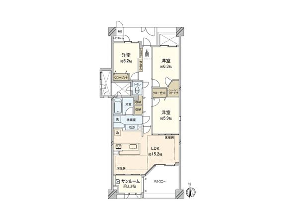 つつじヶ丘ガーデンハウスパークサイドレジデンス 間取図(平面図) 間取図(平面図)