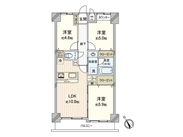 ライオンズヴィアーレ調布第2 間取図(平面図)