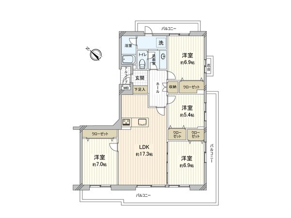 ヒルサイドテラス豊ヶ丘 3号棟 間取図(平面図) 間取図(平面図)