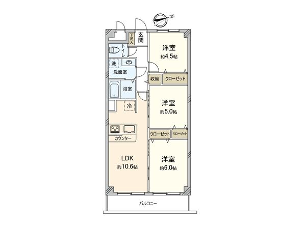 ライオンズマンション調布第6 間取図(平面図) ライオンズマンション調布第6 間取図(平面図)