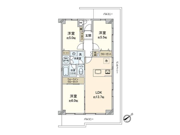 ネオコーポ調布多摩川 間取図(平面図) ネオコーポ調布多摩川 間取図(平面図)