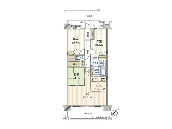 コスモ・ザ・パークス調布多摩川 間取図(平面図) コスモ・ザ・パークス調布多摩川 間取図(平面図)
