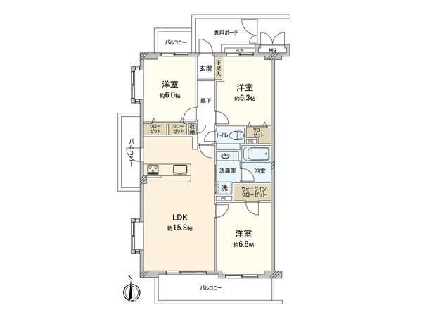 ライオンズヒルズ調布つつじヶ丘 弐番館 間取図(平面図) ライオンズヒルズ調布つつじヶ丘 弐番館 間取図(平面図)