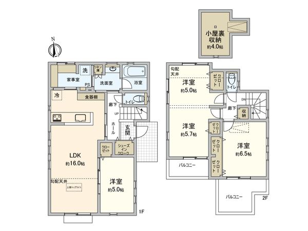 美好町三丁目 土地A 建物プラン例 (間取り図) 美好町三丁目 土地A 建物プラン例 (間取り図)