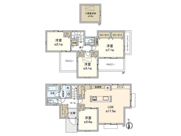 美好町三丁目 土地D 建物プラン例 (間取り図) 美好町三丁目 土地D 建物プラン例 (間取り図)