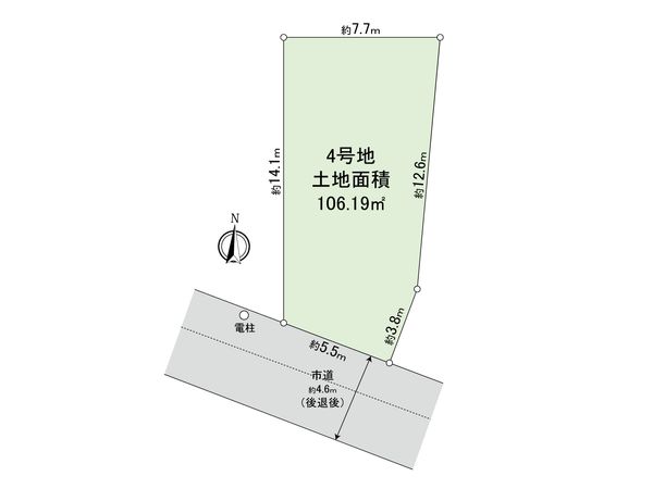 府中市四谷4丁目 土地 4号地 区画図 府中市四谷4丁目 土地 4号地 区画図