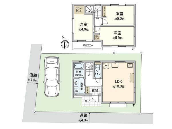 区画図+建物プラン例