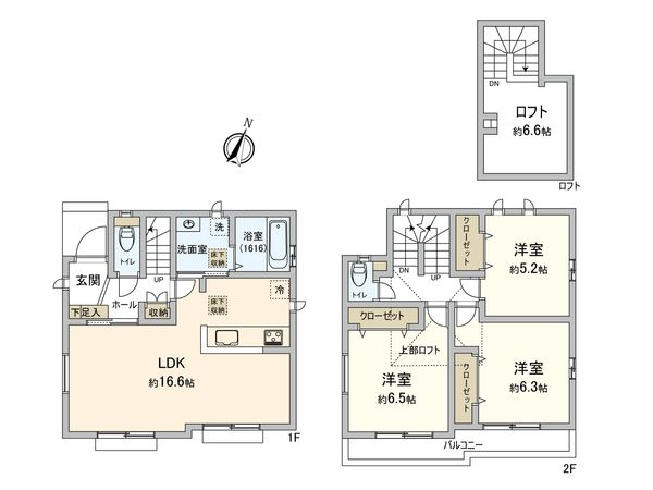 府中市浅間町4丁目 新築戸建 A号棟 間取図(平面図) 府中市浅間町4丁目 新築戸建 A号棟 間取図(平面図)
