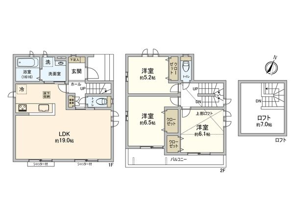 府中市浅間町4丁目 新築戸建 B号棟 間取図(平面図)